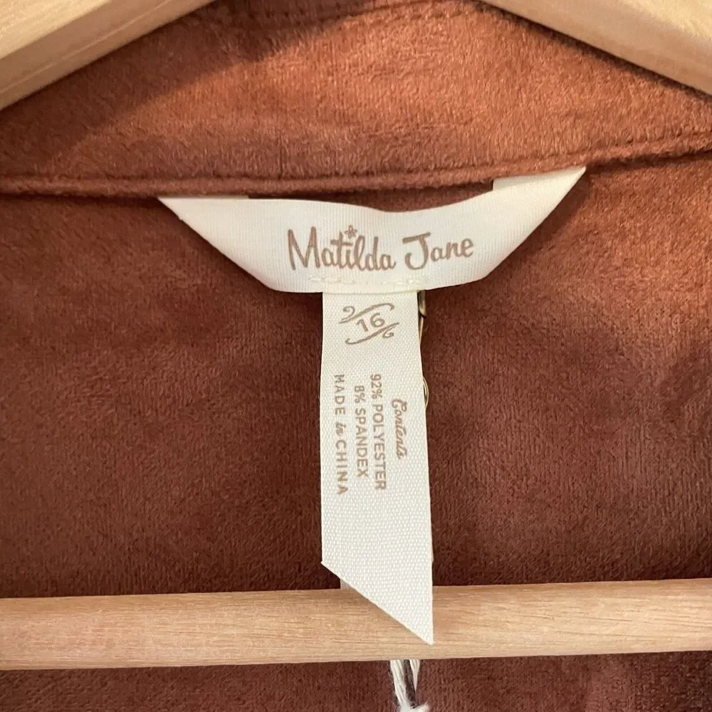 NWT Matilda Jane Girl's Faux Suede Moto Jacket Size 16 Tween